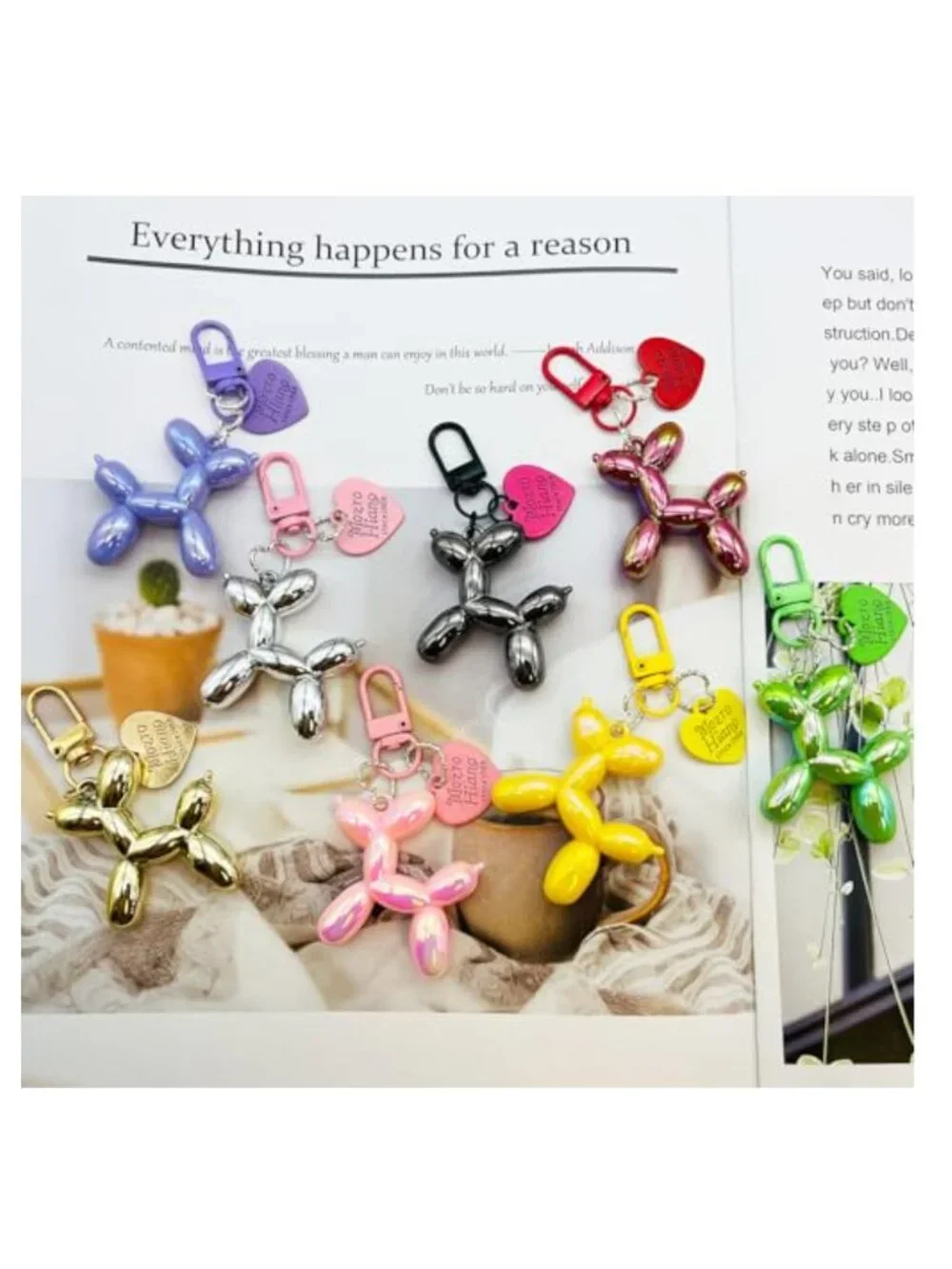 Jelly Balloon Dog Keychain Cute Bag Charm Epoxy Resin 20 Pack